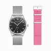 Outlet Set Code TS schwarze Uhr und pinkes Armband Damen Uhren|Damenuhren